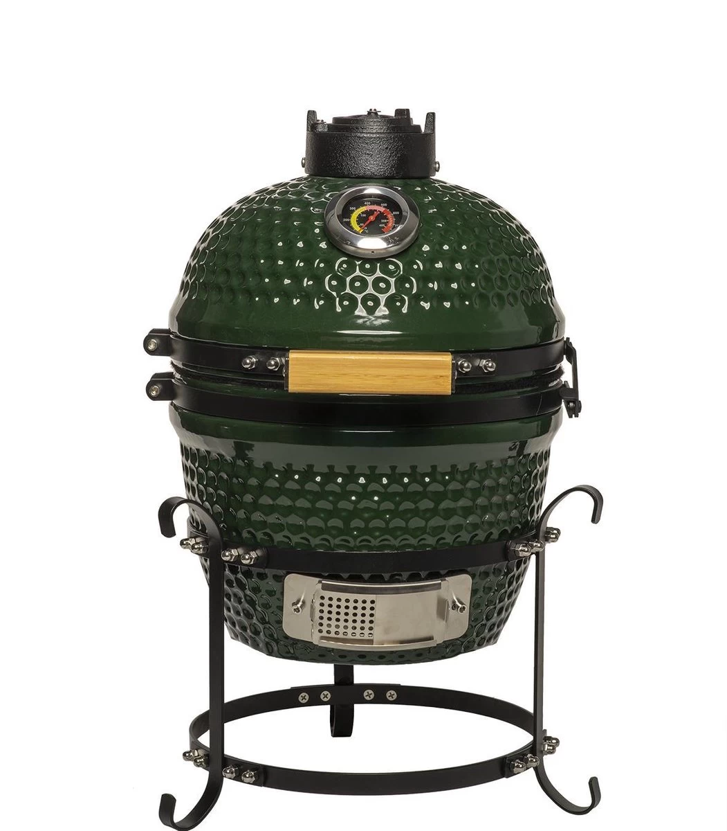 Patton Kamado Keramische Houtskoolbarbecue - 13" - Grilloppervlak Ø 28 Cm - Inclusief Heatdeflector - Groen