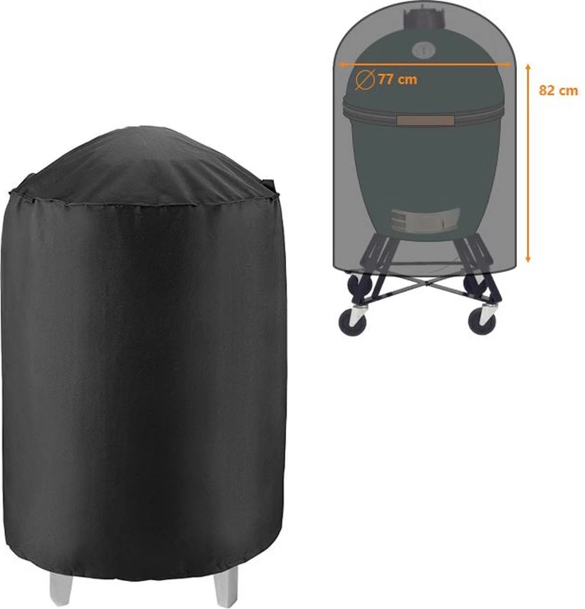 Luxe Waterdichte Ronde BBQ Hoes - 84 Cm X 77 Cm - Barbecue Beschermhoes - BBQ Accessoires - Geschikt Voor O.a. Kamado, Big Green Egg, Grill Guru, The Bastard, Patton, Weber