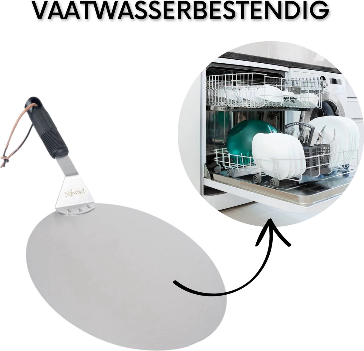 Nowad Pizzaschep RVS Rond - 30,5 Cm - PVC Handvat - Afbeelding 2