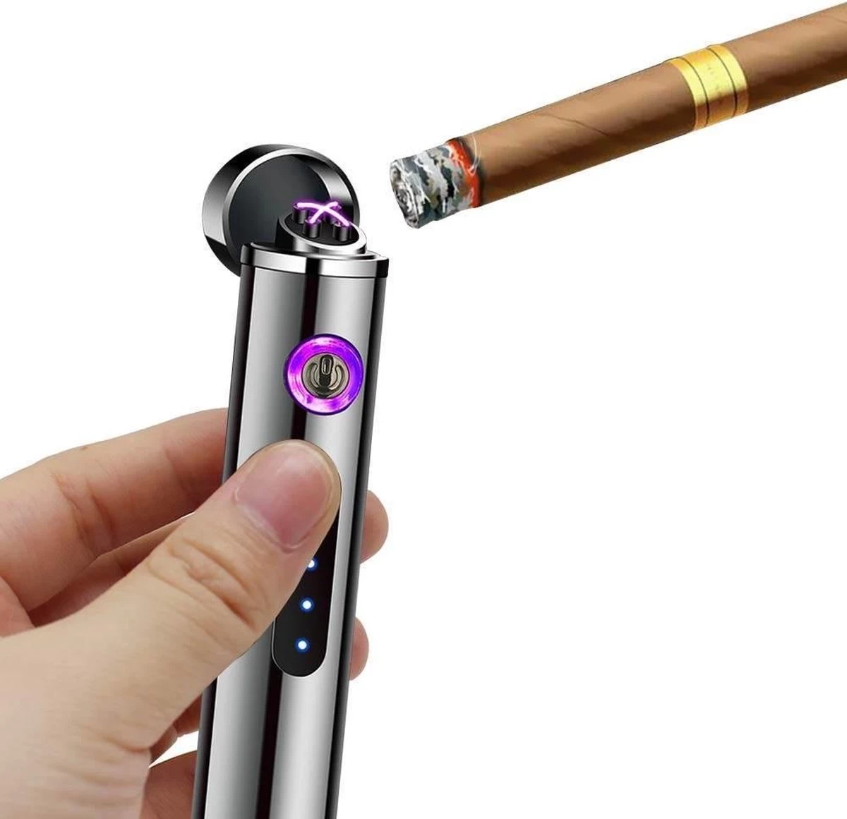 Allkinds Oplaadbare Elektrische Aansteker - USB Plasma Aansteker - Duurzaam - Windbestendig - Zwart - Afbeelding 4