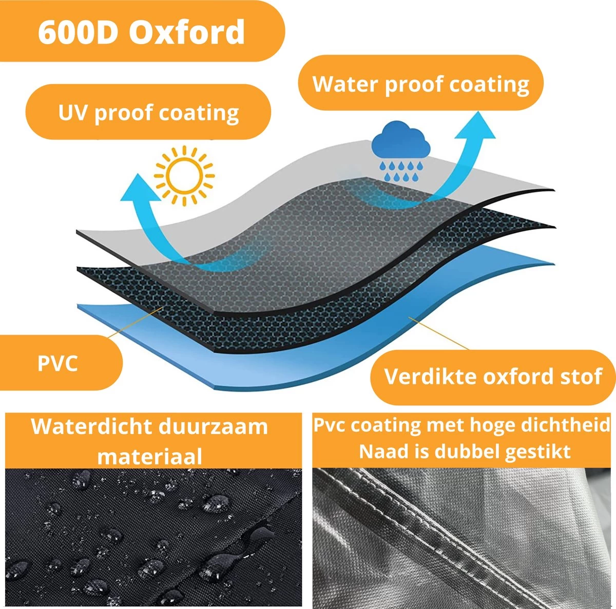 Ronde Waterdichte BBQ Hoes - Barbecue Accessoires - 57 Cm Diameter - 92 Cm Hoog - Afbeelding 3