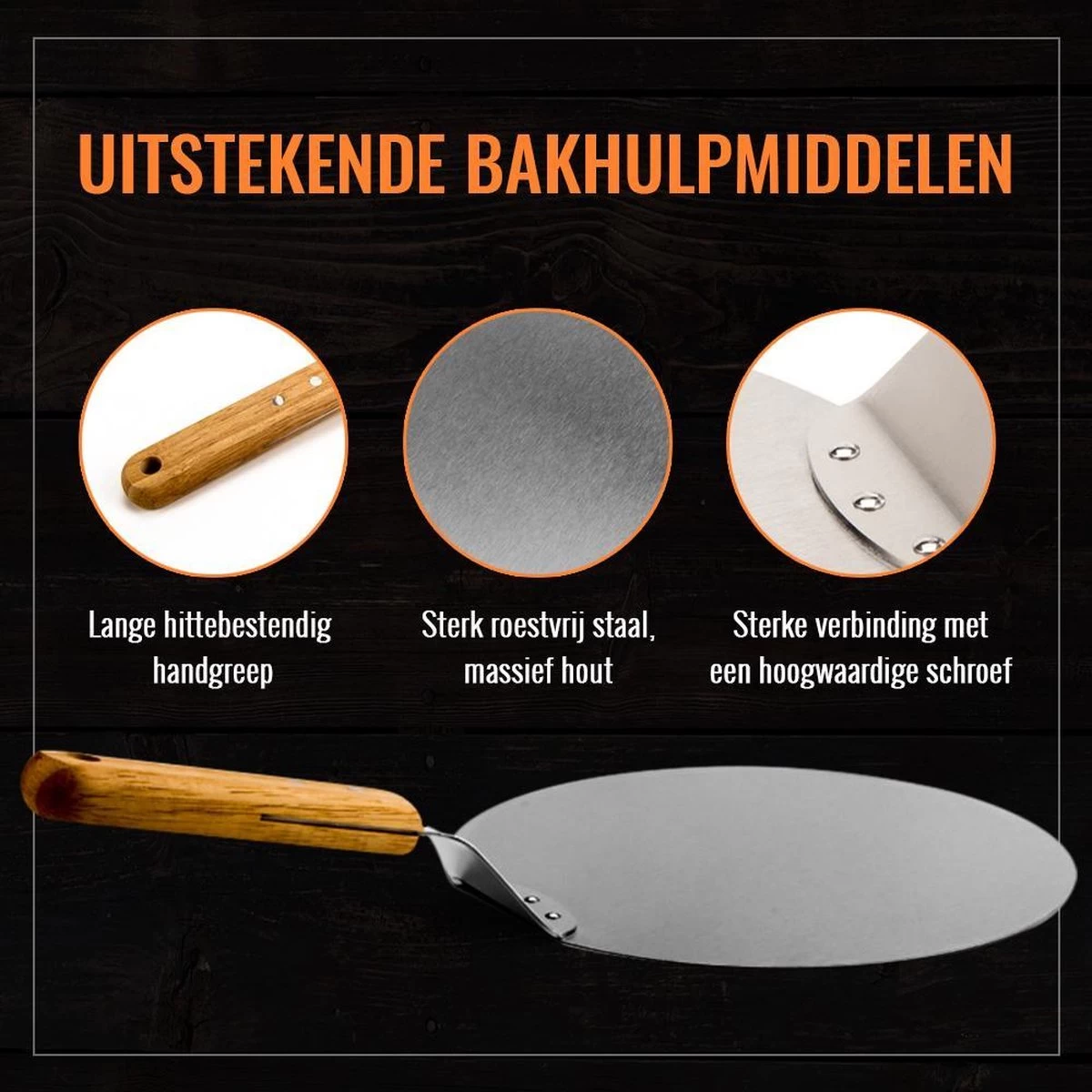Inpro Pizzaschep RVS - Rond - Voor BBQ En Oven - Pizzaspatel - Taartschep - Houten Handvat - BBQ Gereedschap - Keukengerei - 30 Cm Diameter - Spatel - Afbeelding 10