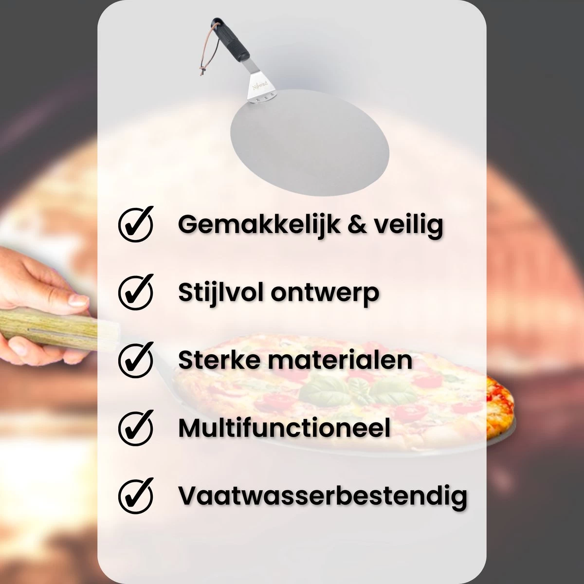 Nowad Pizzaschep RVS Rond - 30,5 Cm - PVC Handvat - Afbeelding 3