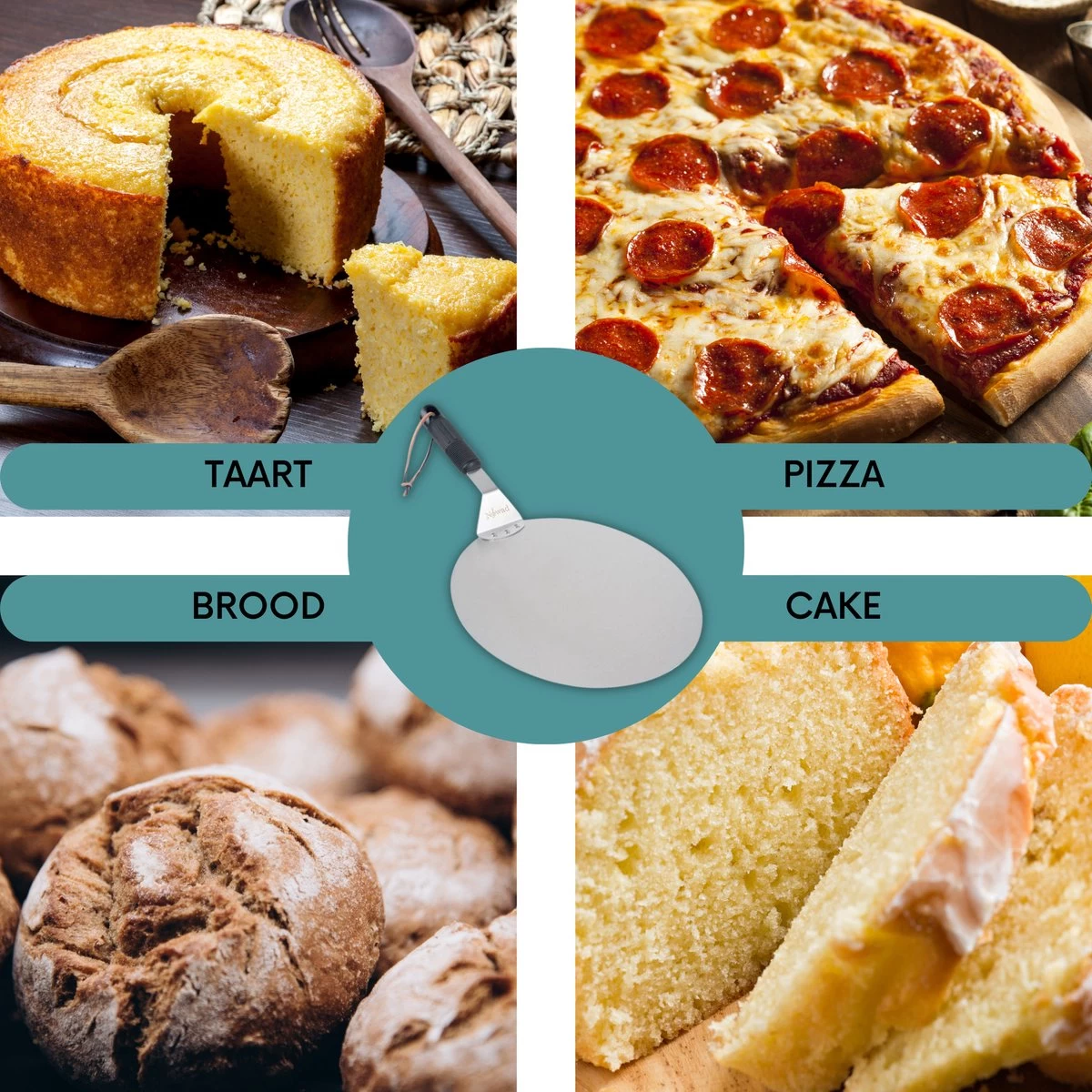 Nowad Pizzaschep RVS Rond - 30,5 Cm - PVC Handvat - Afbeelding 5