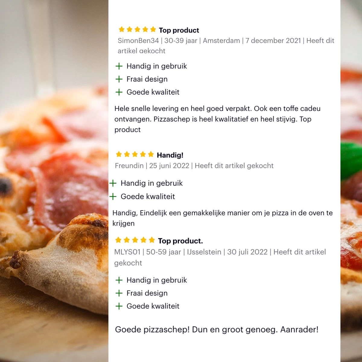 Nowad Pizzaschep RVS Rond - 30,5 Cm - PVC Handvat - Afbeelding 7