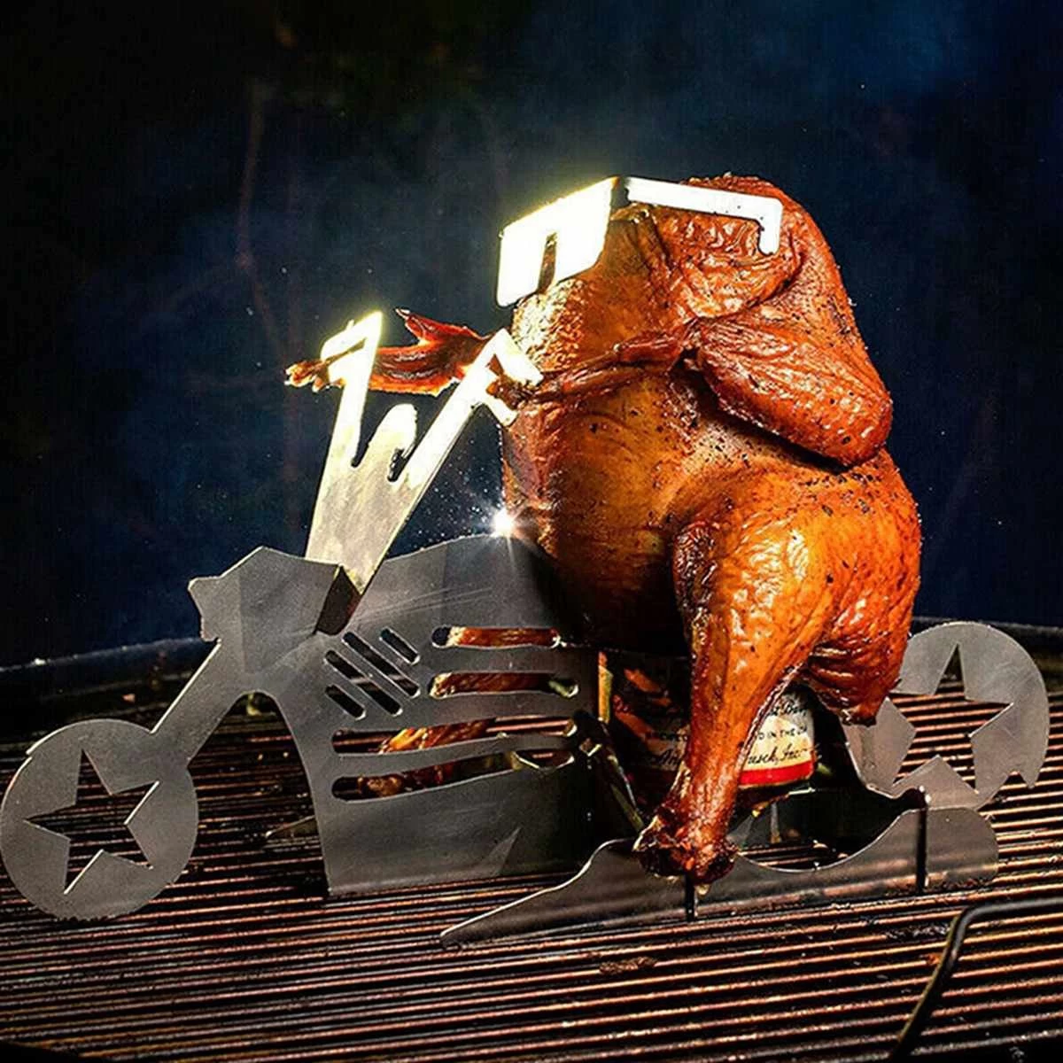 GrillX Beer Can Chicken Houder - Kiphouder Motorcycle - BBQ Accesoires - Bierkip - Barbeque Gereedschap - Chicken Sitter - Afbeelding 3