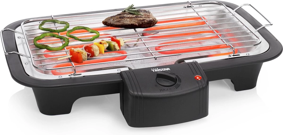 Tristar BQ-2813 Electrische Tafelbarbecue - Grilloppervlak (LxB) 38x22 Cm - 2000W - Zwart - Afbeelding 4