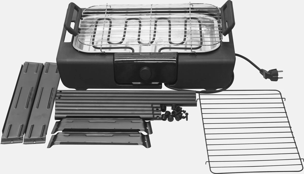 Royalty Line Elektrische Barbecue - Indoor En Outdoor BBQ - Tafelgrill - Elektrische Grill - Grill Oppervlak 40x24 Cm - 2000W - Met Stand - Zwart - Afbeelding 4