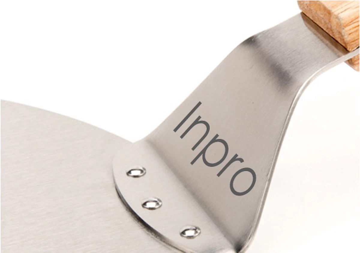 Inpro Pizzaschep RVS - Rond - Voor BBQ En Oven - Pizzaspatel - Taartschep - Houten Handvat - BBQ Gereedschap - Keukengerei - 30 Cm Diameter - Spatel - Afbeelding 12