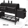 Klarstein Kingsville Double Barbecue - Houtskool- En Gasbarbecue - Smoker BBQ - Inclusief Deksels En Thermometer - Met 2 Roosters - Zwart