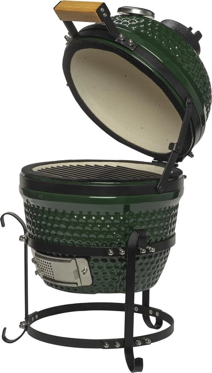 Patton Kamado Keramische Houtskoolbarbecue - 13" - Grilloppervlak Ø 28 Cm - Inclusief Heatdeflector - Groen - Afbeelding 4