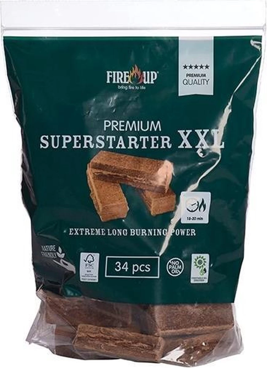Fire-Up Aanmaakblokjes PREMIUM XXL Superstarters (zak A 34 St) - Afbeelding 2