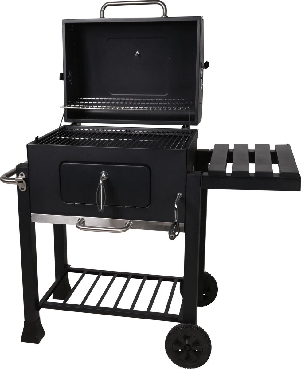 Houtskool BBQ Op Wielen + Tafel | Mat Zwart - X86000060